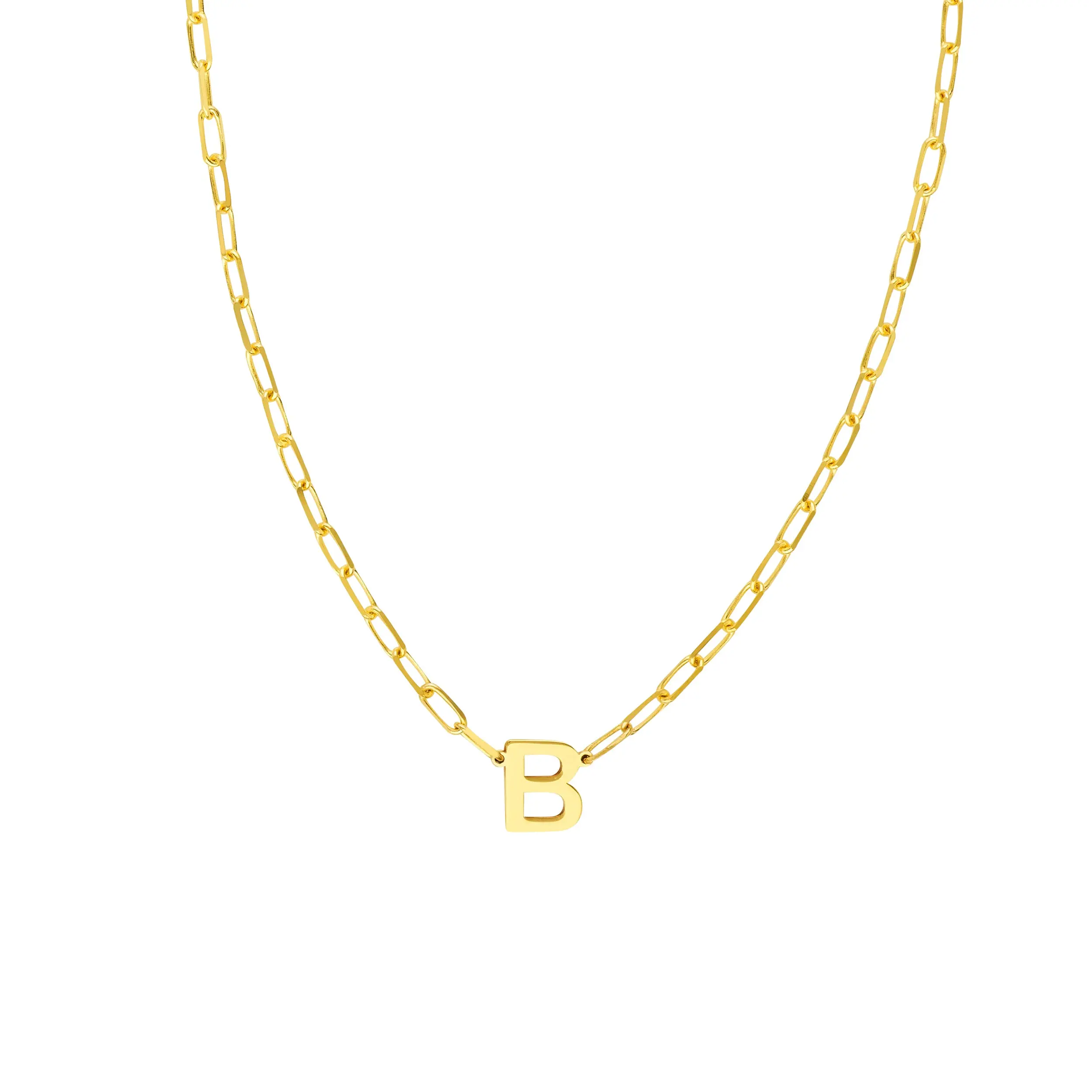 Block Initial + Link Chain Necklace
