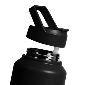 HydroJug Sport 64oz - Modern Water Bottle with Handle, Removable Straw, & Rubber Base - Leak Resistant, Reusable, Insulated Stainless Steel Water Bottle