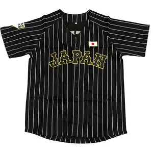 Shohei Ohtani 16 Japan Samurai black Pinstriped Baseball Stitch Mens Jersey Black White