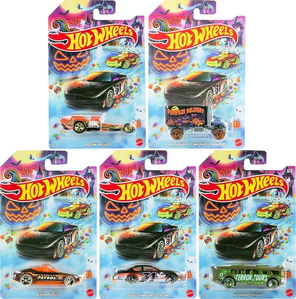 Hot Wheels Halloween Theme Die-Cast Toy Cars Set of 5 DXT91-979J