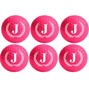 6 Pack Golf Balls with Initial J Design, Pink Golf Gifts for Women, Unique Initial on Pink Golf Balls, Customized Christmas Gift for Golfers, Mom, Dad, Lovers, Grandpa and Grandma