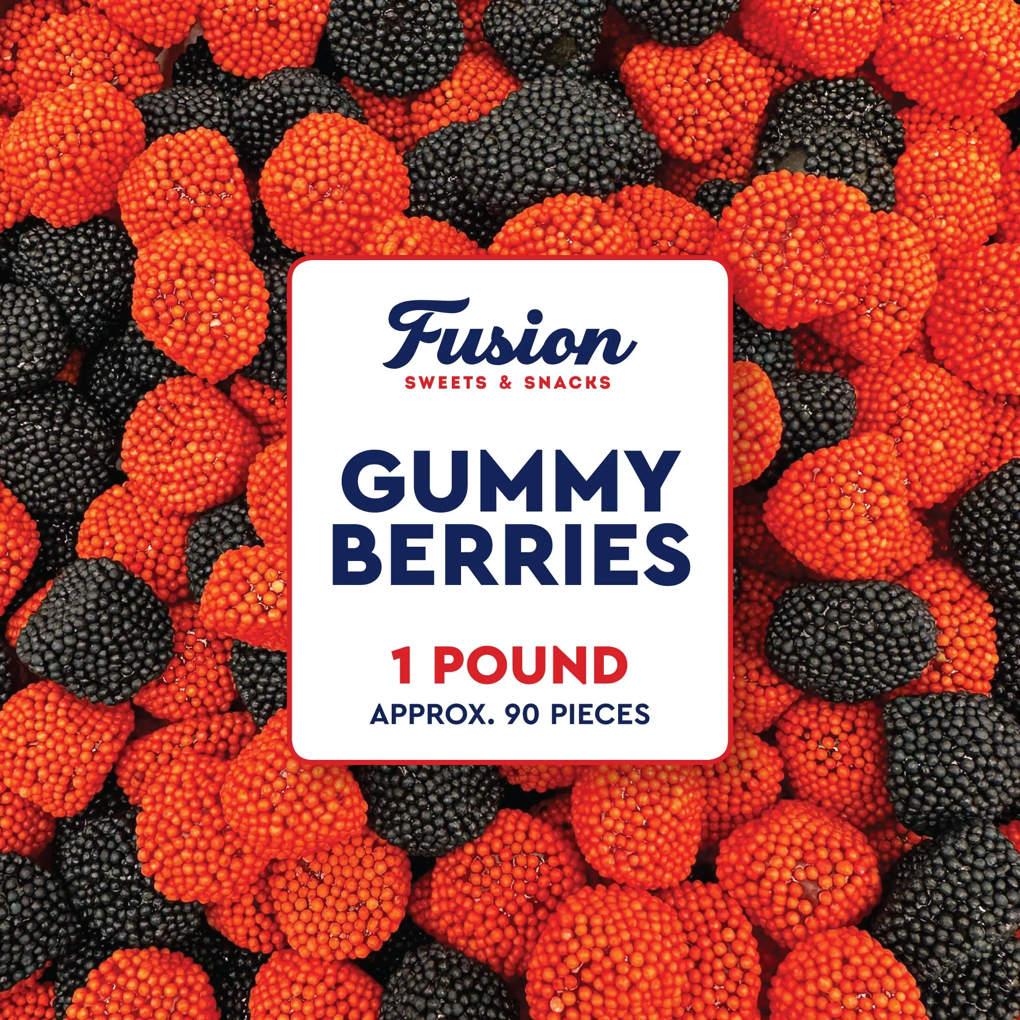Berries Gummy Candy Snack - 1 lb Bulk Bag, Crunchy Red Raspberry & Black Blackberry Sweet Bites, Gelatin-Based Chewy Treat for Cupcakes Toppings