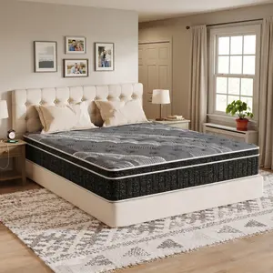 Queen Size & King Size Mattresses - 12" Queen, 14" King, Grey Knitted Fabric Top, Black Starry Sides, Cooling Gel Premium Memory Foam, Pocket Springs, Medium Firm Ergonomic Support, Motion Isolation, Edge Reinforced, Minimalist Bed-in-a-Box