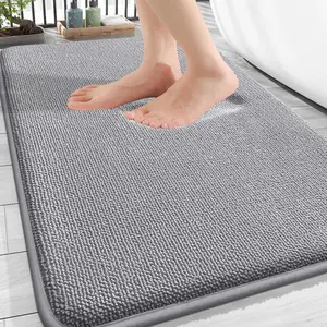 Thick Memory Foam Bath Mat Rug 30x20, Extra Soft Absorbent Bathroom Rugs, Quick Dry Bath Mats, Non-Slip, Machine Washable Carpet for Bathroom, Tub and Shower, Home Decor Accessories, Grey