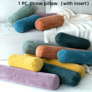 1pc Roll Pillow Pad, Multi-Functional Coral Fleece Cushion, Body Pillows, Sleep Round Pillow, Yoga Support, Posture, 6 Colors, 3 Sizes