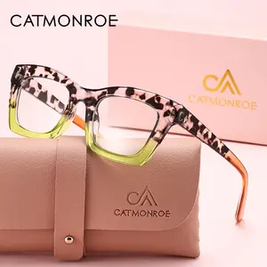 CATMONROE Exquisite Leopard Print Splicing Color Reading Glasses Made Of Pc Lens Material And Square Frame Enhance Visual Comfort. Brand Packaging Is A Great Gift Item Reading Eyeglasses High Quality Eyewear
