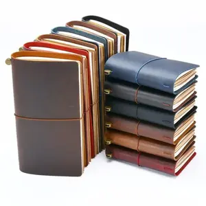 Moterm Hot Sale 100% Genuine Leather Notebook Handmade Vintage Cowhide Diary Journal Sketchbook Planner TN Travel Notebook Cover