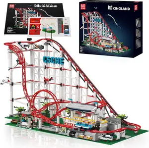 Roll over image to zoom in Mould King 11014 Technology Roller Coaster Set, 3646 Parts Amusement Park Loop Coaster Model Building Blocks for Adults