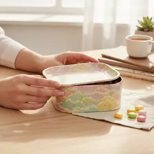 MEE MEE Clouds Storage Box, Tin Kitchen Storage Cute Designs Metal Stash Container Medicine Organizer