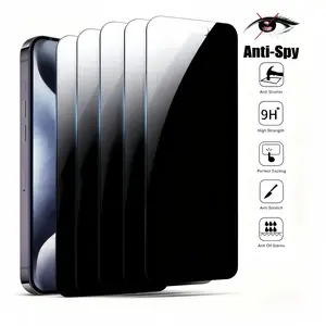 5 pieces pack Privacy Screen Protector Anti Spy Tempered Glass Compatible with iPhone 16 17 15 14 13 12 11 16e Plus Air Pro Max Anti-Peeping, Scratch-Resistant, Fingerprint-Resistant, Shockproof Protection hd clear iPhone 16 Pro Screen Protector protectiv