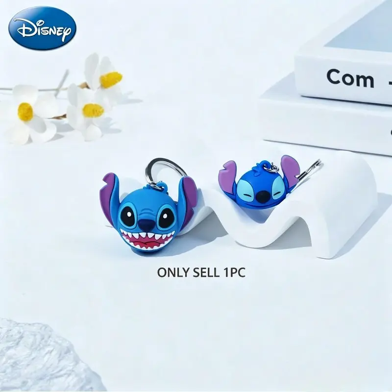 Disney Stitch Icon Ball Keychain, Cute PVC Keyring, Backpack Ornament, Phone Pendant, Small Gift for Women, Car Key Chain Decor, Keychain Kawaii