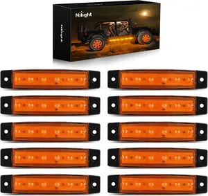 Nilight 10PCS 3.8in 6-Amber LED Marker Clearance Lights - LED Signal Lamp, Trailer Light Kit, Aftermarket Auto Parts Accessories, Rear Side Fit for Trailers, RVs