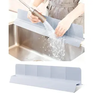 Kitchen Sink Splash Guard 23" 18"  Water Guard with  Suction Cups, Faucet & Countertop Protector, Bathroom & Sink Edge Splash Guard Strip, Easy Install, Dishwasher Safe-Grey 23"