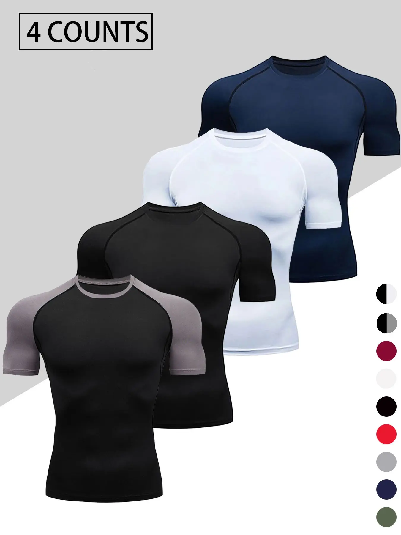Men's Dragon Print Compression T-Shirt, Quick-Dry Breathable Stretch Fabric, Tight-Fitting Short Sleeve Top for Fitness and Outdoor Activities, Activewear, Clothing