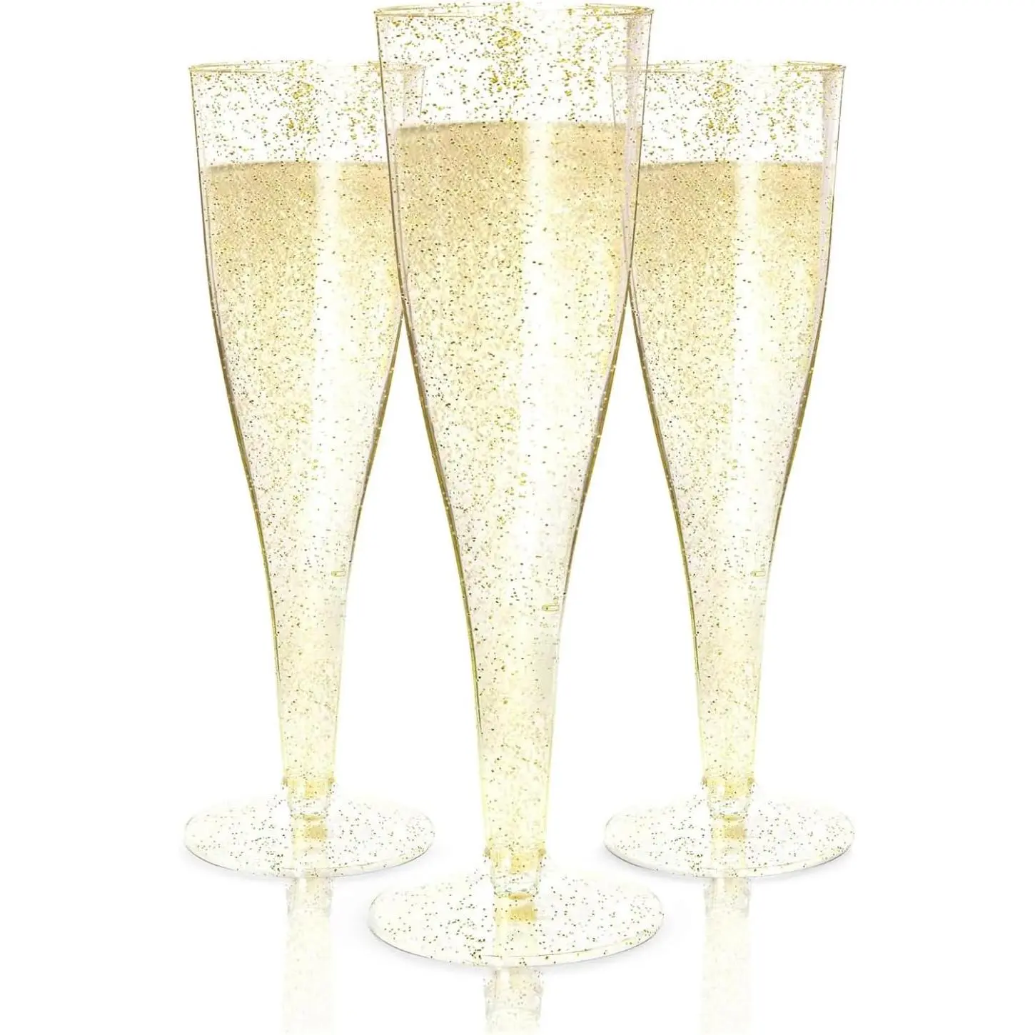 100  Plastic Champagne Flutes - 4.5 oz Disposable Champagne Glasses for Toasting at Weddings, Mimosas, ,   Party Decorations, and Events