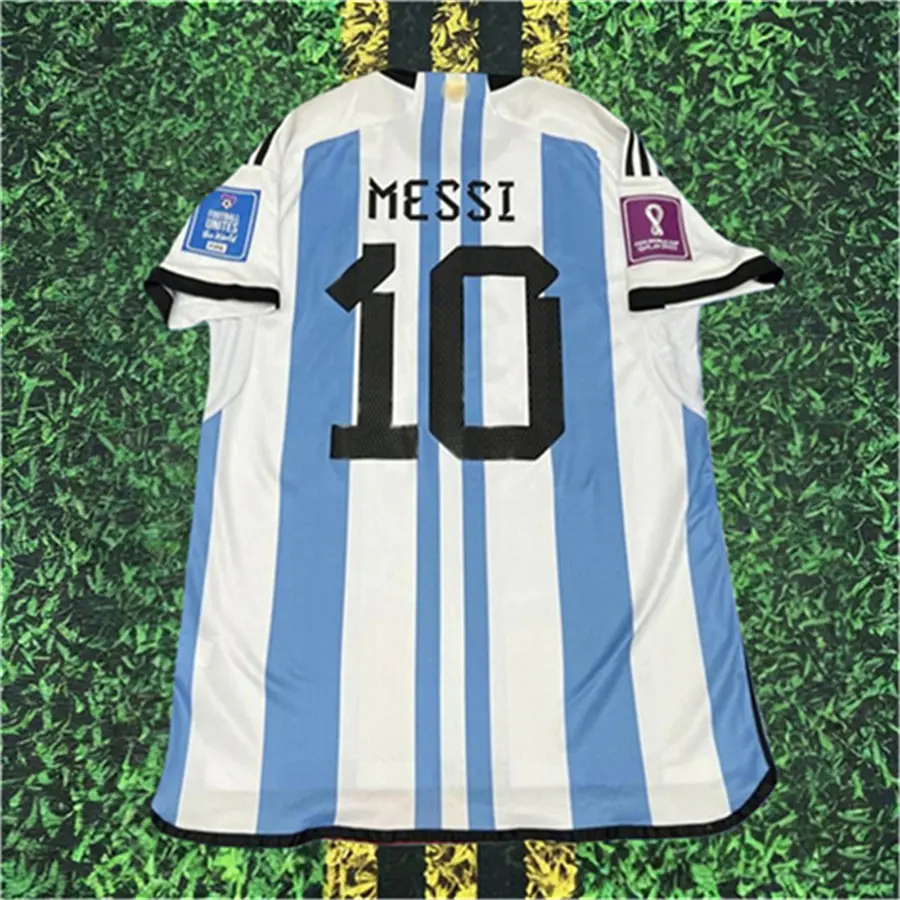 2022 Argentina Home White No.10 Messi Short sleeve Soccer Jersey
