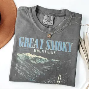 Comfort Colors Retro Great Smoky Mountains TShirt, Wildflower T-Shirt, Tennessee Tshirt, Oversized National Park T-Shirt, Nature Graphic Tee