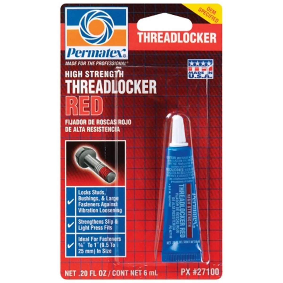 Permatex  .20 Oz Red High Strength Threadlocker