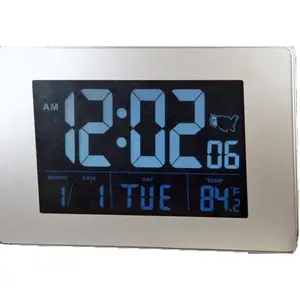 212 MAIN Sonnet T-4645 1.75 in. Auto-Set Atomic Clock with White Time Numbers, AC Adapter, Decorative Digital Clock Set for Home Supplies