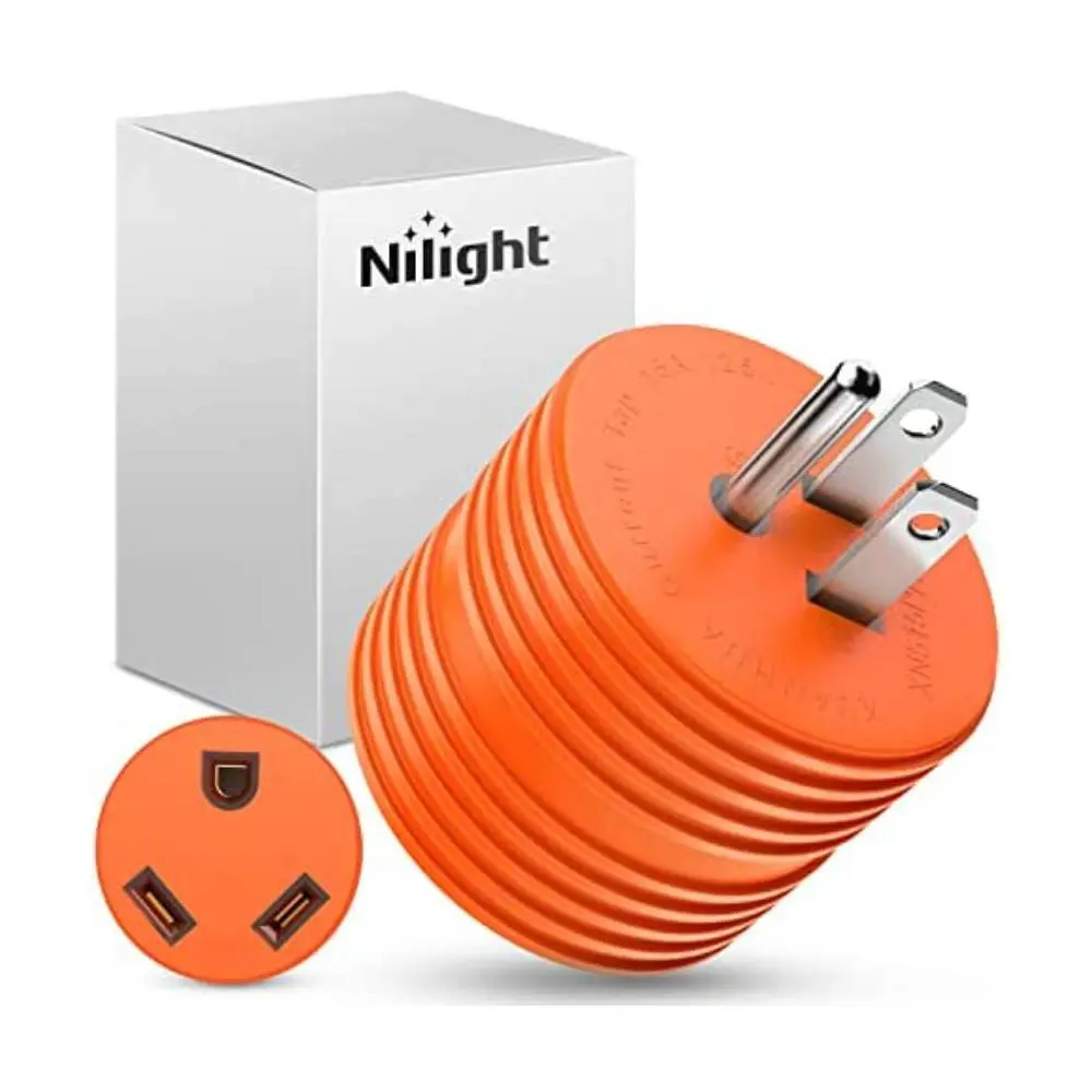 Nilight 15A to 30A RV Power Adapter Plug - 110V 5-15P Male to Female Electrical Converter with Heavy-Duty Copper Pins, Molded PVC for RV, Generator, Household Appliances, Power Plugs, Voltage Conversion, Adapter Conversion Set, Camper Rv Accessories, 110