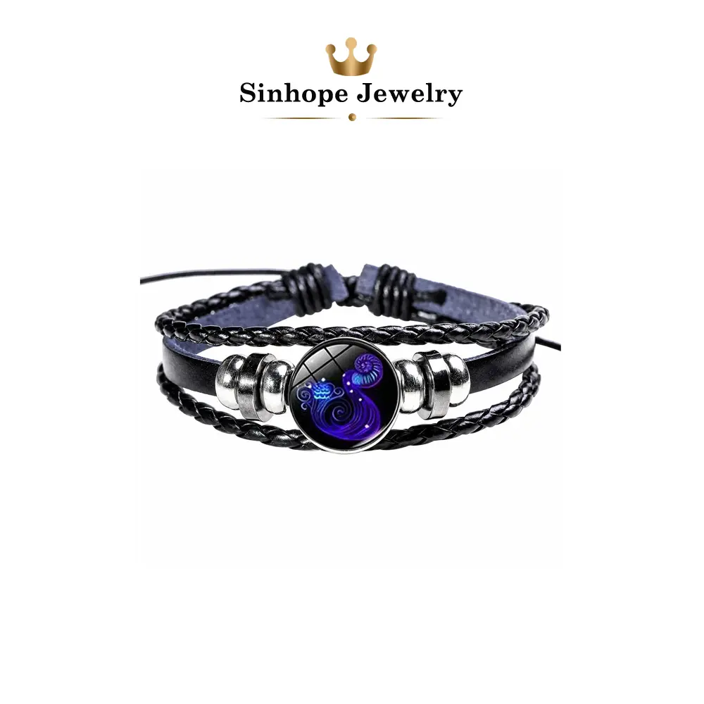 Delicate 12 Constellation Leather Bracelets with Adjustable Strap, Stylish Astrology Jewelry, Ideal Birthday Gifts for Family & Friends