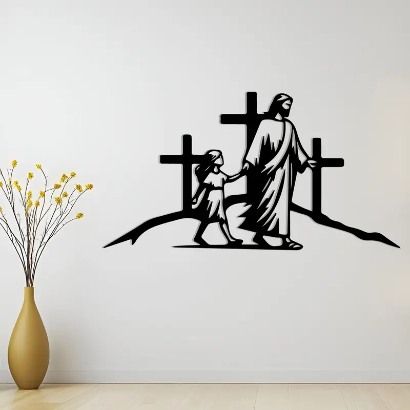 Vintage Metal Cross Wall Sculpture, Rust-Resistant Religious Decor, Christ and Cross Design, Ideal for Prayer Room or Home Altar, Religious Decoration, Religious Wall Art, Cross Decorations