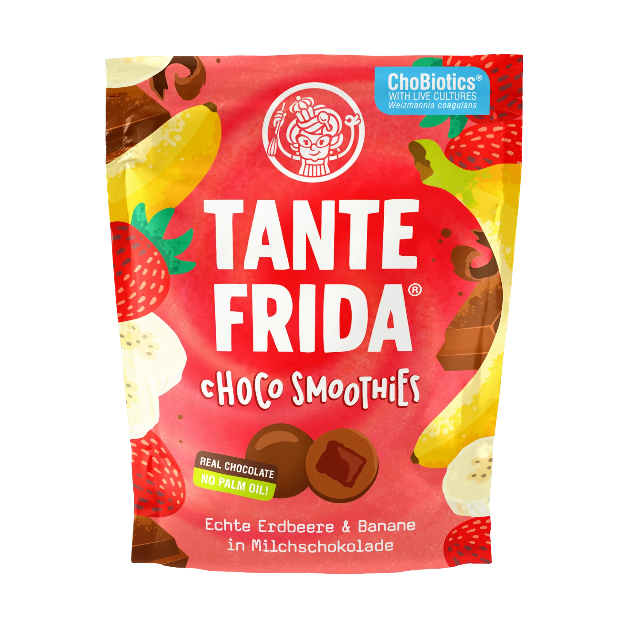Tante Frida Choco Smoothies Real Strawberry & Banana in Milk Chocolate Natural Fruity Centre