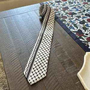 Palestinian Keffiyeh Tie (Unisex) — Black & White Pattern Necktie | Palestine Gift | Cultural Fashion | Arabic Style