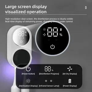 Double-person toothbrush disinfection device, Toothbrush Holder, with LED intelligent screen, intelligent sensing, automatic UV opening/closing, intelligent disinfection, air drying, hole-free wall mounting, detachable design, for home use