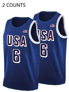 Men's Letter Embroidery Basketball Jersey, Sleeveless Jersey, Casual Breathable Comfortable Sports Vest, Loose Basketball Top for Men & Women, Athletic Training Apparel, Jersey Tops