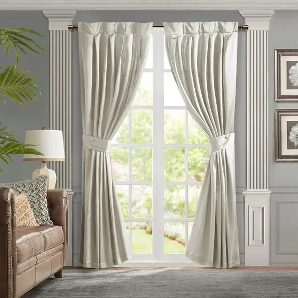 Window Decor Single Curtain Panel - Single Pleat or Box Pleat Top with Deep Folds, Lightweight Antique-Look Satin Cloth, Silk-Like Luster, Warp Weft Mix, Sheen & Matte Finish, Included Tieback