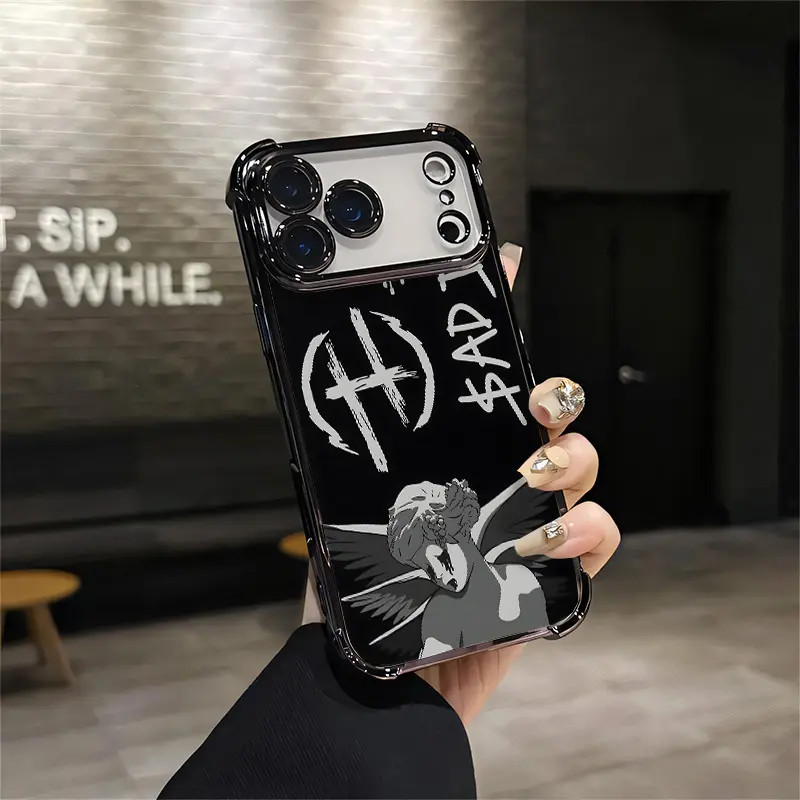 Street Style Winged Angel HEAD Graphic Punk Rock Edgy HEAD For iphone 17 16 15 14 13 12 11 X XS PRO PLUS MAX AIR Four CornersAnti-Fall Transparent Casual Soft Silicone PhoneCases Perfect Gift wild pattern high-end fashion Q54