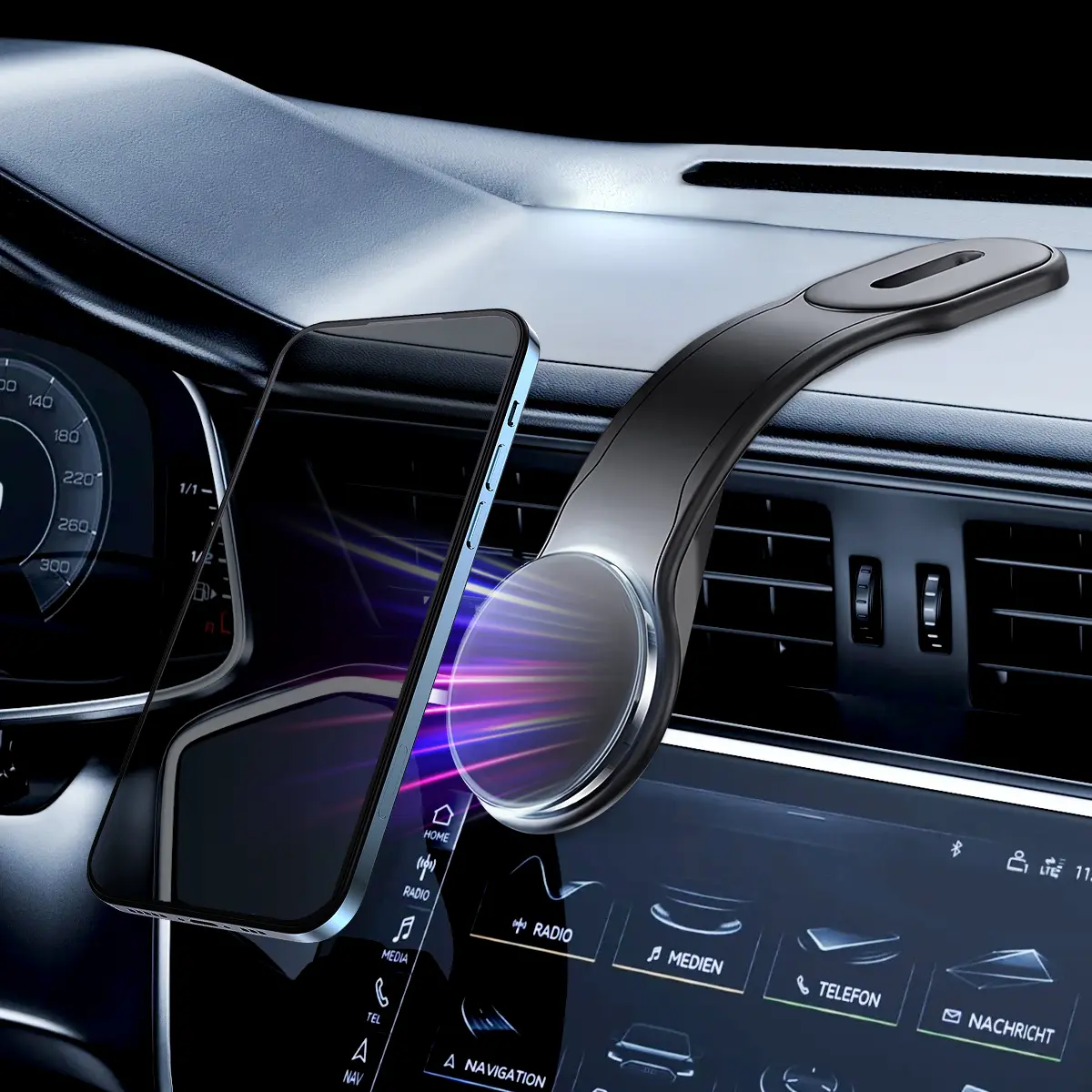 Flexible magnetic wireless charging bracket-car mount for various angles of cell phone holder Electronics Accessories Installation Smartphone phone holder for car