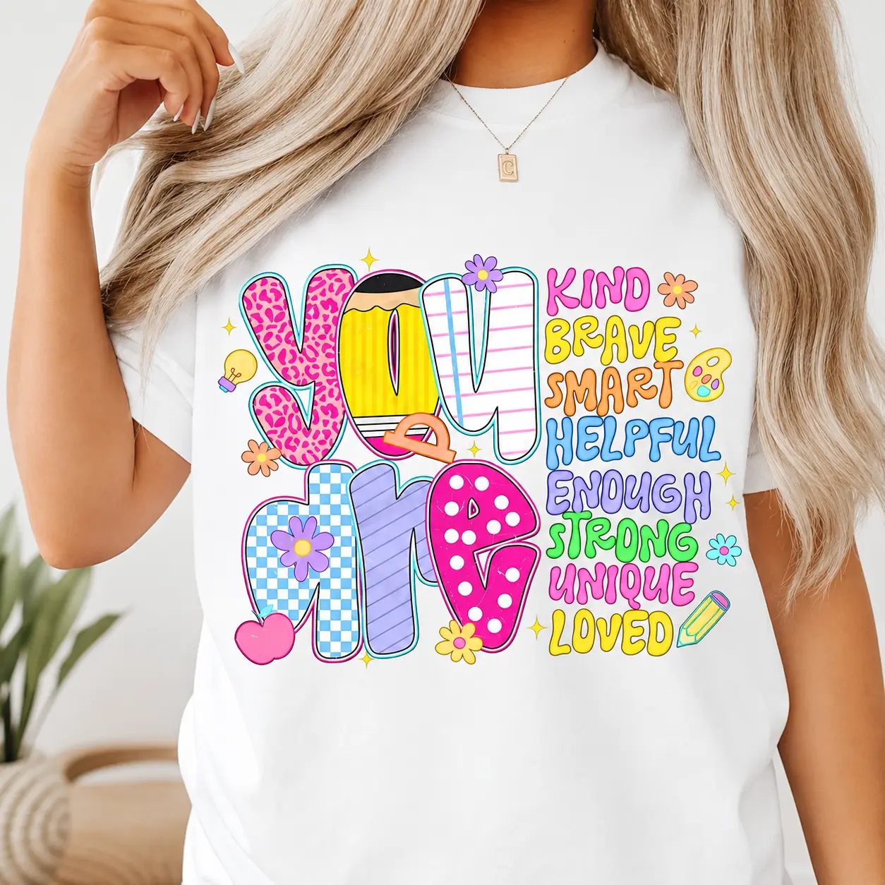 Women's Casual Round Neck Short-Sleeve Spandex Cotton Tee - Comfortable Smooth Printed Graphic Top, Positive Affirmation Inspirational Wear for Teachers, Breathable Fabric, Everyday, Thanksgiving, Easter Fit, Teacher T Shirts