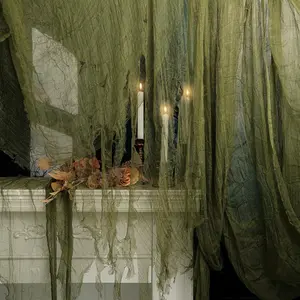 600x36 Inch Large Size Green Halloween Creepy Cloth Decoration,Spooky Gauze Cloth,Haunted Cheesecloth for Stairway,Wall,Window,Outdoors Doorways Decorations