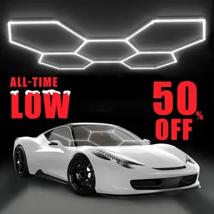 Glitnous DIY Hexagonal Ceiling Light, Honeycomb Ceiling Light,Ultra Bright 240W 6500K Lumens Honeycomb Lights Hexagonal Garage Lights for Shops Supermarkets Shopping Malls Car Shows Basements Gymnasiums, FallFreshness