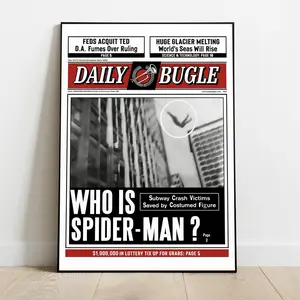 Spiderman Vintage Poster No Frame Spiderman Newspaper Poster Movie Poster Spiderman Wall Art Soft Tone Aesthetic Poster