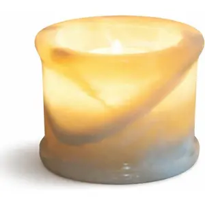 Egyptian Real Alabaster Stone Marble Candle Holder Votive