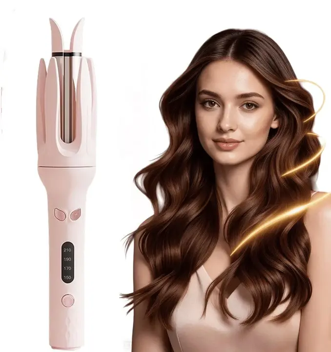 Automatic Hair Curling Iron, 28mm Hair Curler, 4 Temperature Settings, Negative Ion Automatic Hair Hair Curl Wand, Electric Rotary Curler Without Damaging Hair, Anti-Scald-Tangle for Long Hair, Easy Operation Hair Styling Tool for Home & Salon Use
