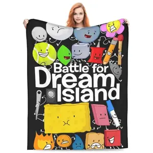 BFDI & Inanimate Insanity All Characters Flannel Throw Blanket Funny Sofa Bed Cover for Bedroom