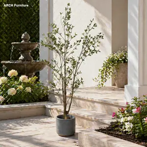 5FT Realistic Artificial Olive Tree, 1pc Set with Black Plastic Pot, Artificial Plants for Indoor Home Living Room Decor