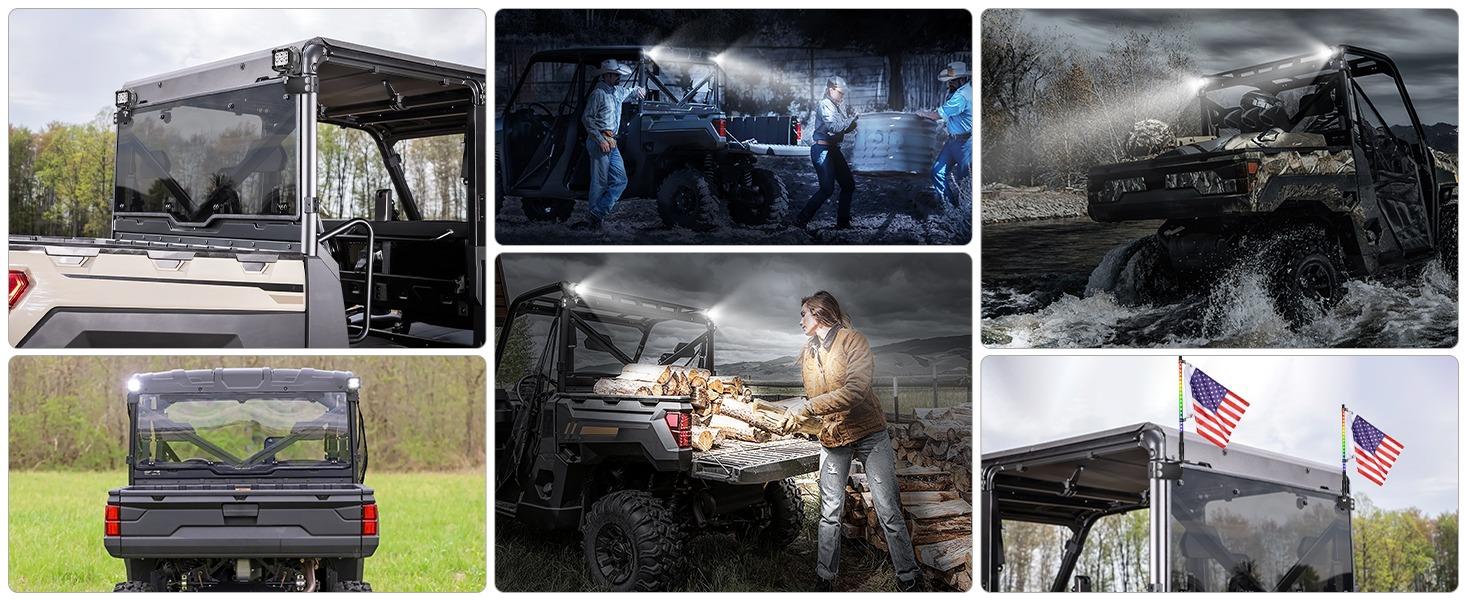 Nilight Rear Roof Backup Light Bar Brackets Reverse LED Lights Pod Mounting Bracket for Polaris Pro-fit Cage Compatible with 2013-2024 Ranger Full Size 570 800 900 1000 XP Crew 900 1000