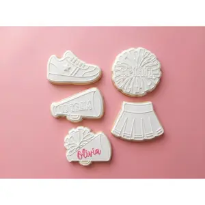 Cheer Cookie Cutter | 3.5" 3D Printed Spirit & Megaphone 5pc Set White