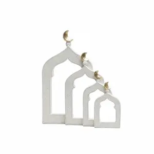 1Pc Middle Eastern Architectural Style Statue Ornament, Ramadan & Eid Decor Religious Home Decor Sculpture for Home Office Festival Display