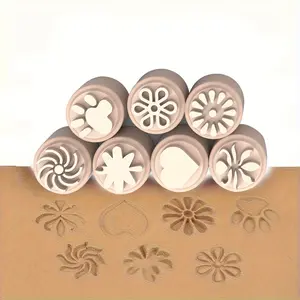 7pcs Pottery Tools Set, Includes Stamps & Pillars, Ideal for Ceramic Art Projects, Perfect Christmas & Birthday Gift for Crafters