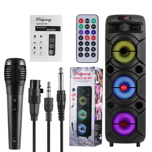 Wireless Portable Bluetooth Party Speaker 3* 8" Woofer Heavy Bass Sound With Mic Remote  FM Radio with Led Light Show for Outdoor Camping