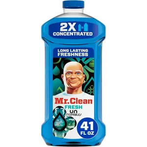 Mr. Clean All Purpose Cleaner 41oz Multi-Surface Dilutable Floor Cleaner for Mopping, Bathroom, & Kitchen with Unstopables Fresh Scent