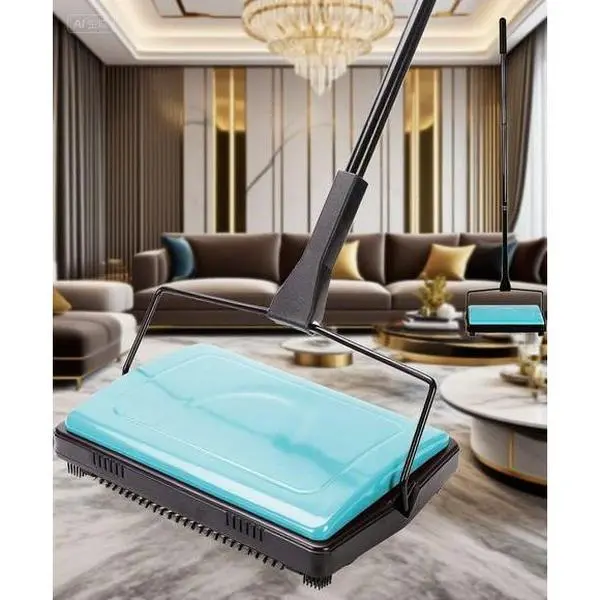Efficient Handheld Carpet Sweeper - Lightweight, Cordless Pet Hair & Debris Cleaner with Brush for Low Pile Rugs & Area Rugs, Eco-Friendly, Durable Construction, Compact Design Fits Under Furniture for Home, Office, Dorm Rooms