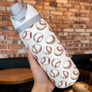 Loyr 32oz Insulated Leakproof Stainless Steel Water Bottle, Simple Baseball Pattern, Large Capacity, Perfect Gift for Women, Home, Outdoor, Travel