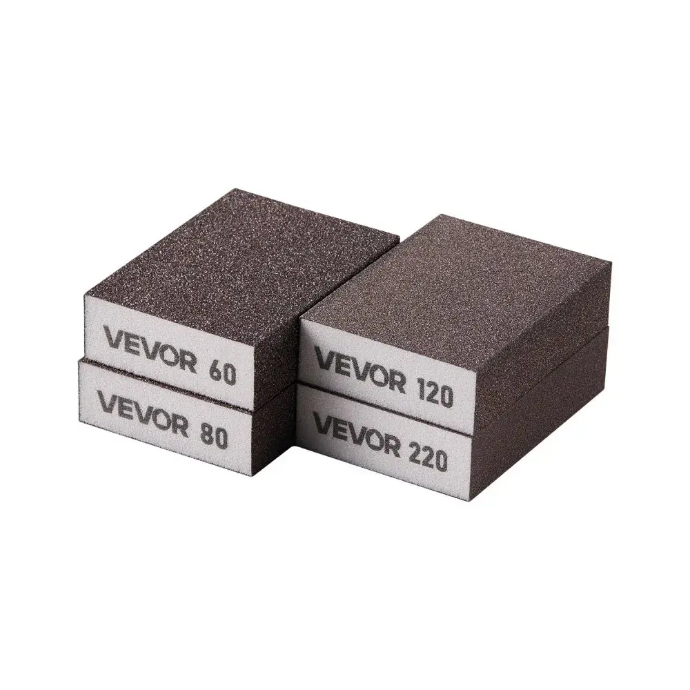 【Summerfinds】VEVOR Sanding Sponge (4 Pcs) - 60/80/120/220 Grit AssortmentWashable Reusable Sanding Blocks for Dry & Wet UseCoarse to Fine Sandpaper Blocks for Polishing Drywall WoodTools and Gadgets, Multi-Grit Sanding Sponges, Polishing Sanding Sponge